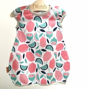 Oblekica balončica kratek rokav - limone roza