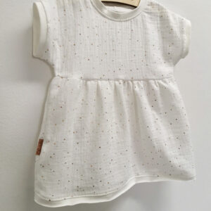 Oblekica iz muslina - zlate pikice smetana