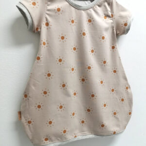 Oblekica balončica kratek rokav - sončki na bež